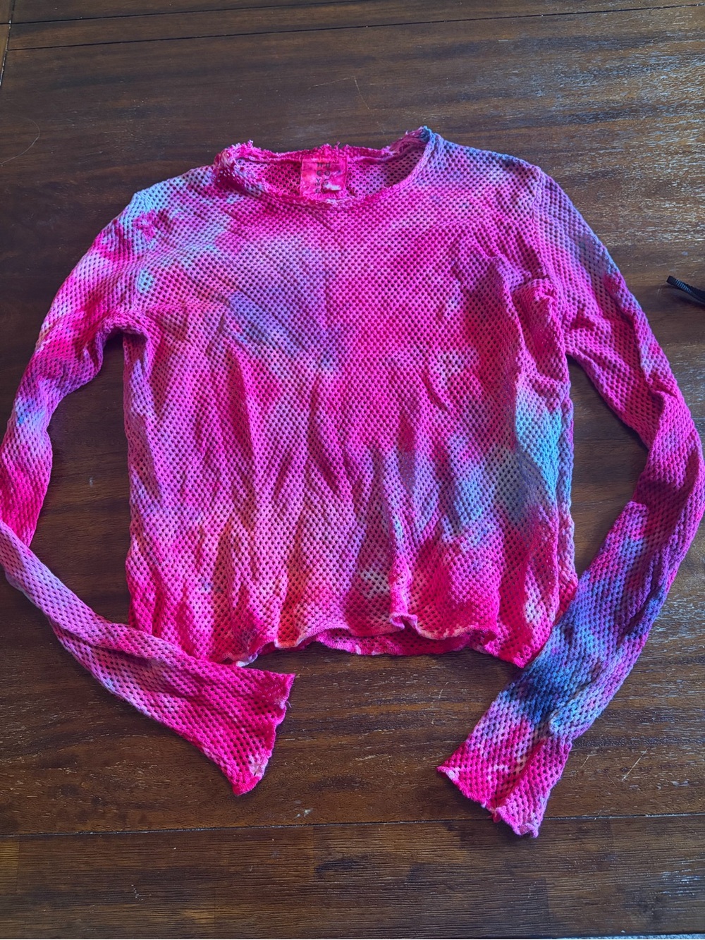 Heyne Bogut Hand Dyed Pink Tie Dye Mesh Long Sleeve Top Size 2 Made USA